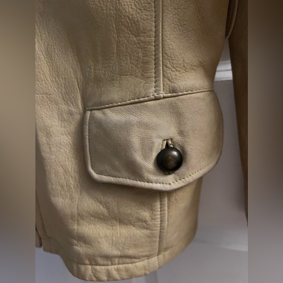 Georgetown Leather Design Women’s 100% Leather Zip Up Collared Long Sleeve Tan M - Picture 14 of 15